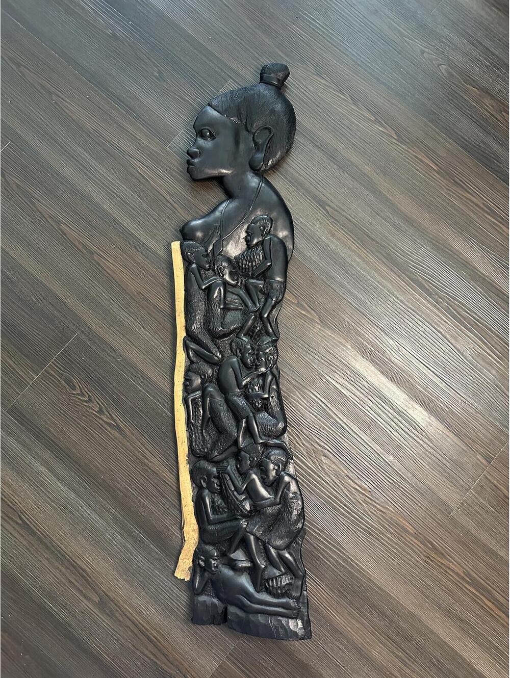 Vintage African ebony sculpture artwork decor